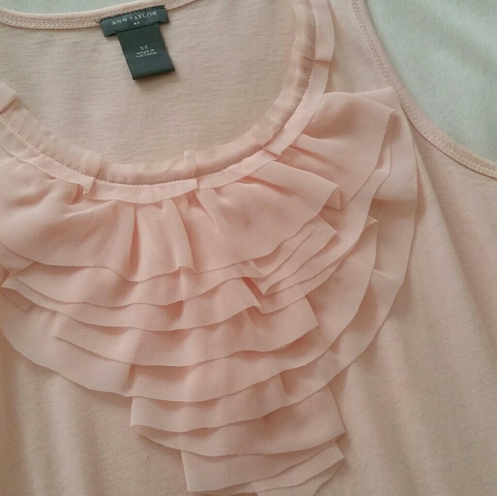 Ann Taylor Sleeveless Ruffle-Front Top